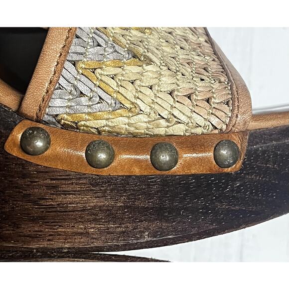 Diane von Furstenberg Shoes Womens Size 9.5 Brown Wedge Platform Sandals Raffia - Picture 6 of 10